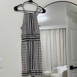 New York & Company Black and White Striped Midi Dress